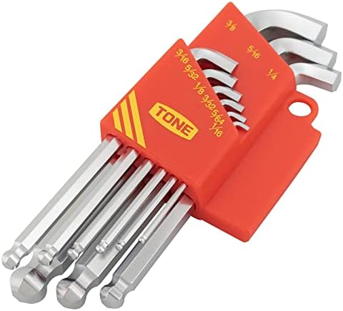 TONE Short Neck Ball End Hex Key Wrench Set L-type (Inch Size) BSB900S 9-Piece