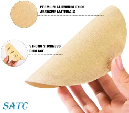 S SATC 400 PCS PSA Sanding Discs Round Adhesive Backed Sandpaper Roll 6 Inch 120 Grit Sander Attachment for Drill Self Stick Aluminum Oxide Automotive Sandpaper