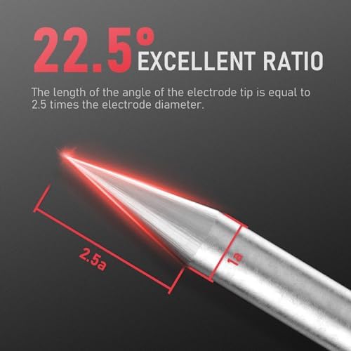 YESWELDER TIG Tungsten Electrode Pre-Sharpened Welding Tungsten 1/8" x 7" (Red, WT20/EWTh-2) 10-pk