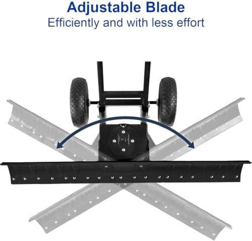 Garvee 48in Heavy-Duty Snow Pusher Hand Plow for Snow Removal w/Wheels, Adjustable Handle, Blade Angle,U-Shaped Handle,Large Blade for Efficient Snow Removal-Black