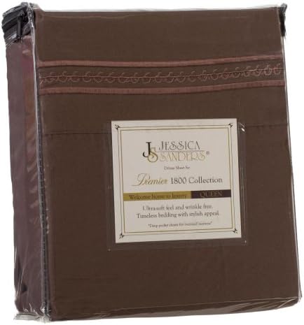 Jessica Sanders Premier 1800 Series 4pc Bed Sheet Set - King, Chocolate Brown, - Jessica Sanders Embroidery