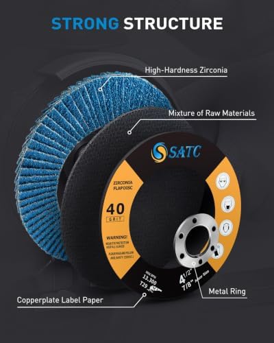 S SATC 4 1/2" Flap Discs 100 Pack Assorted Grit 40/60/80/120 T29 Angle Grinder Sanding & Grinding Wheels Zirconia for Metal Wood Stainless Steel