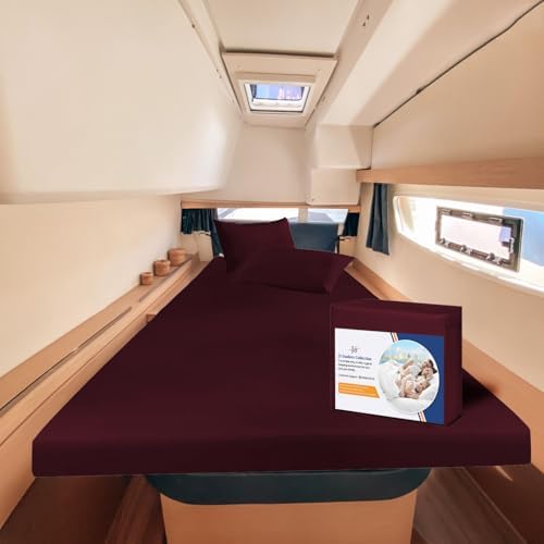 JS Sanders AFT Berth Boat Sheet 3 Pcs 600 TC Egyptian Cotton,Wine