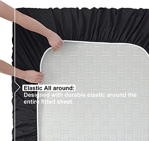 Nestl King Sheets Set - 4 Piece King Size Bed Sheets, Extra Soft, Double Brushed Bedding for King Size, 2 Tone Black/Grey Set, Black Fitted Sheet, Grey Flat Sheet, Grey Pillow Case