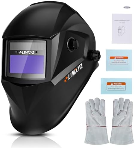 Welding Helmet Auto Darkening,Welding Hood Solar Powered 3.66 * 1.69",Mask With 2 Arc Sensors,Wide Shade 4/9-13 Suitable for TIG, MIG, MAG With Welding gloves （M-001）