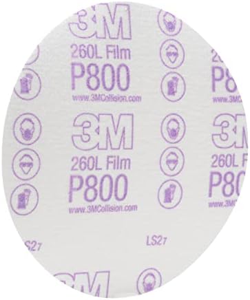 3M Hookit Finishing Film Abrasive Disc, 260L, 00970, 6 in, P800