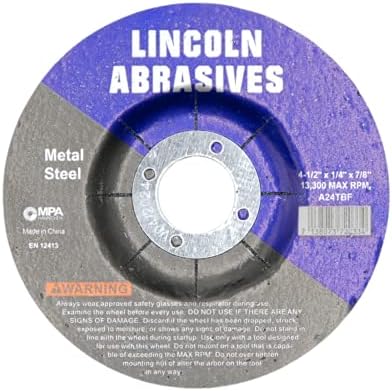 10 Pack Grinding Wheels 4.5" x 1/4" x 7/8" for Metal