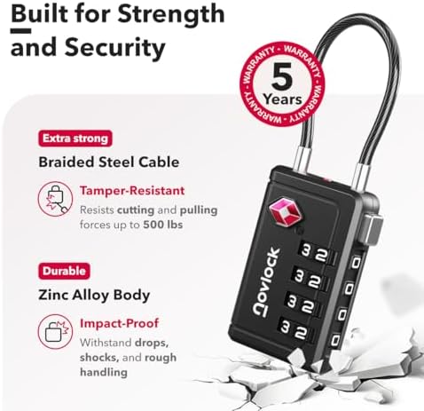 TSA Approved Luggage Locks, Travel Locks with Inspection Indicator