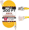 Iron Forge Cable 12 Gauge Heavy Duty Extension Cord, 200 Ft - Yellow SJTW