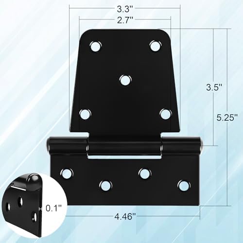 Heavy Duty Gate Hinges 3.5 inch 8 Pack Extra Thick Industrial T Barn Door Hinges Shed Door Hinges for Large Wooden Gates Wood Fence Outdoor - Black Iron Finish (Screws Included)