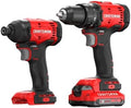 CRAFTSMAN V20 Cordless Drill Set and Impact Driver, Includes 2Ah Battery and Charger, Power Tool Set with 1700 RPM 1/2 In. Power Drill, 1800 Torque 1/4 In. Impact Screwdriver, LED (CMCK201D1)