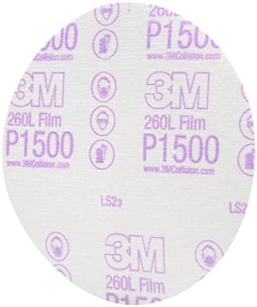 3M Hookit Finishing Film Abrasive Disc, 260L, 00950, 6 in, P1500