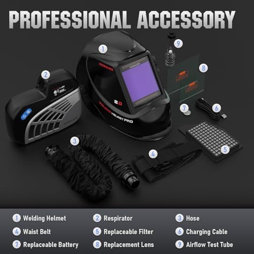YESWELDER Powered Air Purifying Respirator Auto Darkening Welding Helmet LYG-M800H Welder Hood