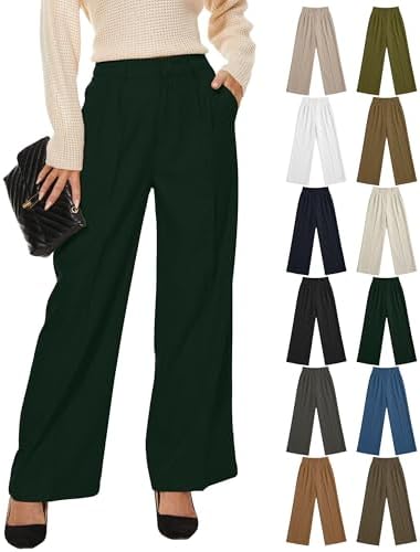 KICZOY Women Casual Wide Leg Dress Pants High Waist Lightweight Flowy Pants