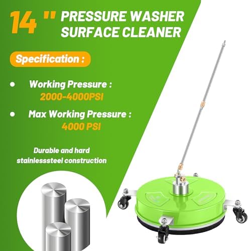 LidoDola 14'' Pressure Washer Surface Cleaner Green, Power Washer Accessory