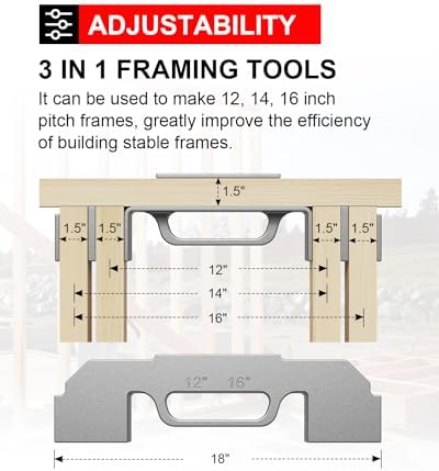 Kolvoii 2-Piece Framing Tools, 12", 14", 16" On-Center Stud Layout Tool