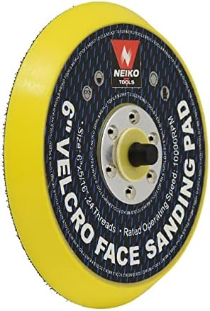 NEIKO 30263A - 6 inch Sanding Discs Hook and Loop, 2 Pack, 5/16” Arbor with 24 Thread Mounts, 10,000 RPM, Sanding Pads for Orbital Sander and DA Sander, Hook n Loop Backing Pad