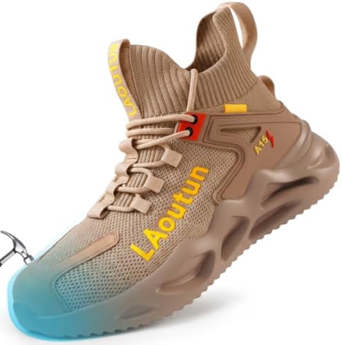 LAoutun Steel Toe Shoes for Men Work Shoes Safety Sneakers Lightweight
