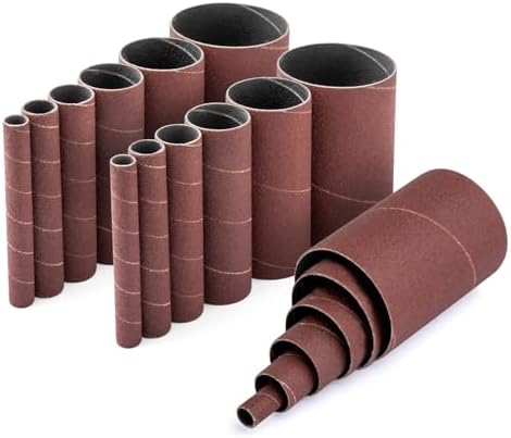POWERTEC 11240 4.5 Inch Sanding Sleeves for Spindle Sander in 6 Sizes with Assorted Grits 80, 120, 240 | Aluminum Oxide Sandpaper Sanding Sleeve Assortment in Dia. 1/2, 3/4, 1, 1-1/2, 2 & 3-18 PK