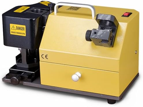 Huanyu MR-X3 End Mill Re-sharpener Portable End Mill Sharpener Can Grind 2-Flute 3-Flute 4-Flute End Mill 4-14mm Point Angle 0-5° Sharpener Grinding Machine End Mill Grinder (SDCGrinding wheel, 110V)