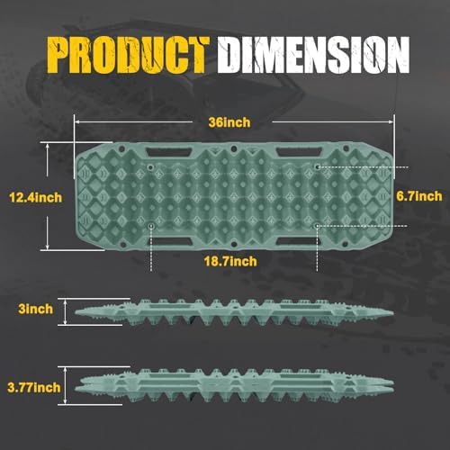 BUNKER INDUST Off-Road Traction Boards, Pair Recovery Tracks Traction Mat for Jeep Mud, Sand, Snow Traction Pads-Green Emergency Tire Traction Device