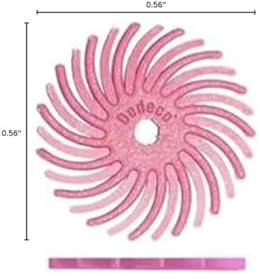 Dedeco Sunburst Radial Bristle Discs 48-Pack - 9/16" Curved - Pink 600 Grit (Fine, Pumice) - Aluminum Oxide for Polishing & Finishing