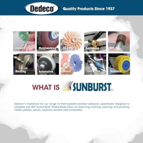 Dedeco Sunburst Radial Bristle Discs 48-Pack - 3/4" Curved - White 120 Grit (Medium) - Aluminum Oxide for Polishing & Finishing
