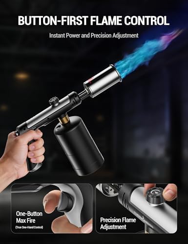 ThermoMaven Propane Torch Gun, One-Touch Max Fire Flame Thrower, Silver