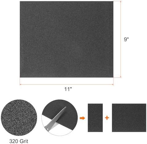 HARFINGTON 30pcs Sandpaper 320 Grit 9 x 11 Inch Waterproof Backing Silicon Carbide Abrasive Wet Dry Sanding Sheets for Wood Finishing, Metal Sanding, Automotive Polishing