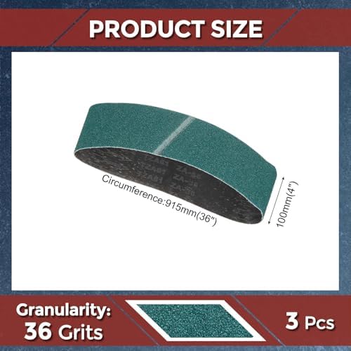 3 Pcs Sanding Belts 4 x 36 Inch 36 Grit Zirconia