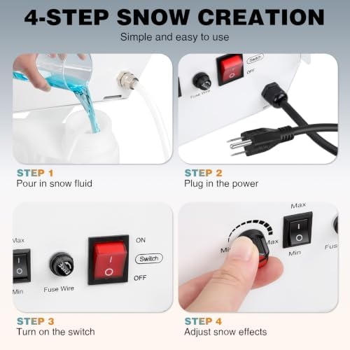 1500W Snow Machine with Stand, Adjustable Snowflake Volume