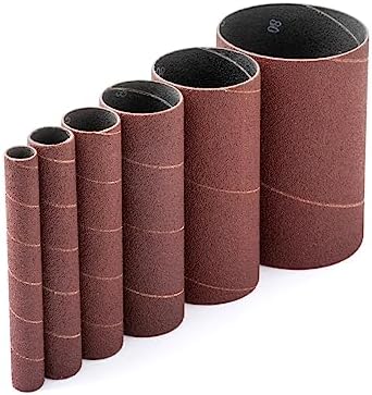 POWERTEC 11204 4.5" Sanding Sleeves for Spindle Sander | 80 Grit | Aluminum Oxide Sandpaper Sanding Sleeves 4-1/2” Long in 6 Diameters 1/2”, 3/4”, 1”, 1-1/2”, 2” and 3” – 6 Pk