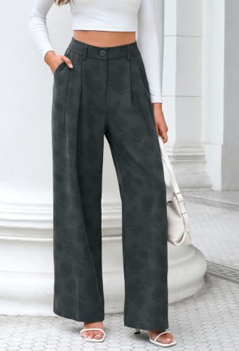 FUNYYZO Wide Leg Dress Pants for Women Work Slacks Business Casual Outfits