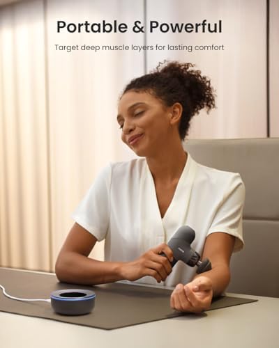 RENPHO Mini Thermal Deluxe Massage Gun with Heat, Charging Dock, Small