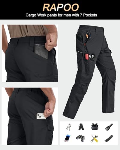 Mens Cargo Pants Ripstop Breathable Tactical Hiking Pants with 7 Pockets
