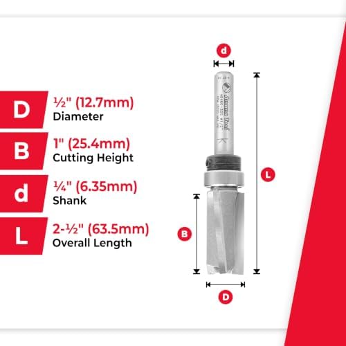 Amana Tool - 45460-3DS Carbide Tipped Down Shear Face Plunge Template 1/2 Dia x 1 4 in