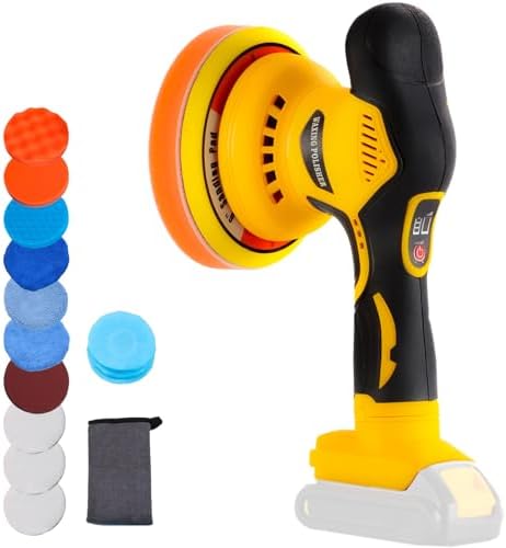 Buffer Polisher Compatible with Dewalt 20V Battery, Cordless 6 Inch Orbital Buffer, Brushless Motor Car Buffer for Boat, Car Polishing and Waxing (Tool Only, NO Battery )