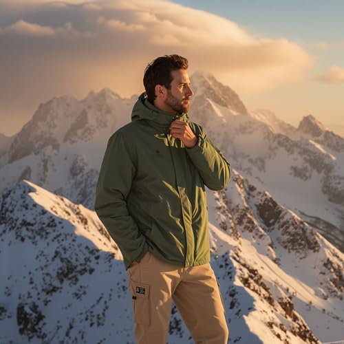 CAMELSPORTS Mens Winter Jacket Waterproof Warm Snow Ski Jackets Faux Fur Fleece Rain Coats with Removable Hood
