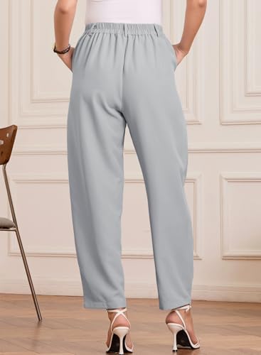 EVALESS Womens Wide Leg Barrel Pants with Pockets