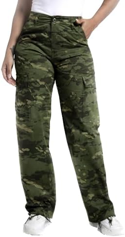 Soulsfeng Women's Baggy Cargo Pants Relaxed Fit Casual Cotton Hiking Pants with 6 Pockets