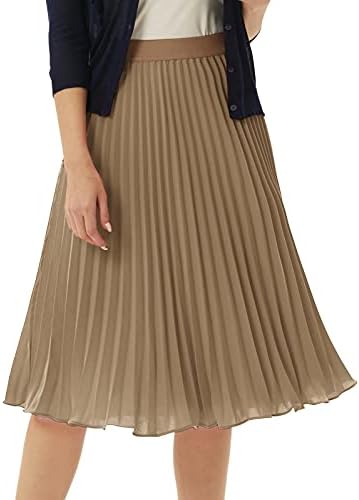 GRACE KARIN Pleated Midi Skirt for Women Chiffon A-Line Outfits