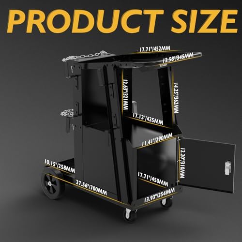 TOOLIOM Welding Cart with Lockable Cabinet, 265 lb Capacity