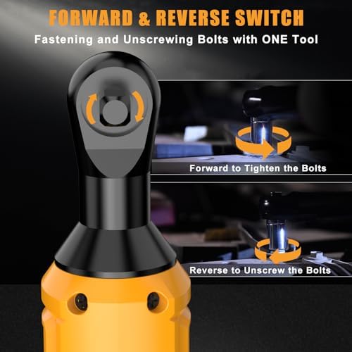 3/8" Cordless Ratchet Wrench for DEWALT 20V MAX Battery, 60 Ft-lbs Brushless Electric Ratchet Tool, Variable Speed 400 RPM, Includes 8 Sockets, 1/4" Adapter & 6" Extension Bar, TOOL ONLY