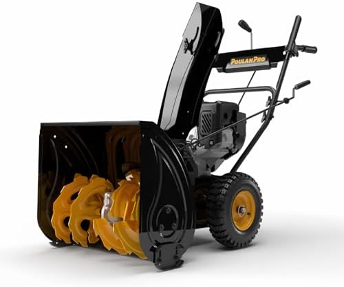 Poulan Pro 24 Inch Gas Snow Blower, Two Stage Self-Propelled Snow Thrower with Electric Start, 190° Remote Chute Control, 212cc Engine, 6 Forward 2 Reverse Speeds for Outdoor Heavy Snow Clearing