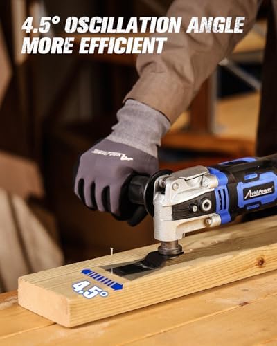 AVID POWER Oscillating Tool, 3.5-Amp Oscillating Multi Tool with 4.5° Oscillation Angle, 6 Variable Speeds and 13pcs Saw Accessories, Auxiliary Handle - Blue