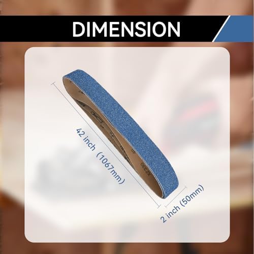 2x42 Inch Sanding Belts 24 Pcs 8 Grits Sizes (3 Each of 40/60/80/120/150/240/320/400 Grits) Heavy Duty Belt Sander Zirconia Belt Sander Paper for Wood Metal Stainless Steel Cars and Furniture