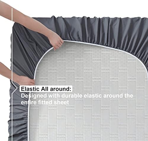 Nestl Twin Sheets Set - 3 Piece Twin Bed Sheets, Hotel Luxury, Extra Soft, Double Brushed Bedding for Twin Size, 2 Tone Grey/White Set, Grey Fitted Sheet, White Flat Sheet, White Pillow Case