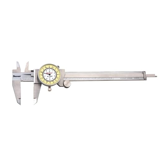 Starrett 120 Series Fractional Dial Calipers for Accurate Measurement with Fitted Plastic Case - White Face, 0-6" Range, -0.002" Accuracy, .010" Graduation - 1202F-6