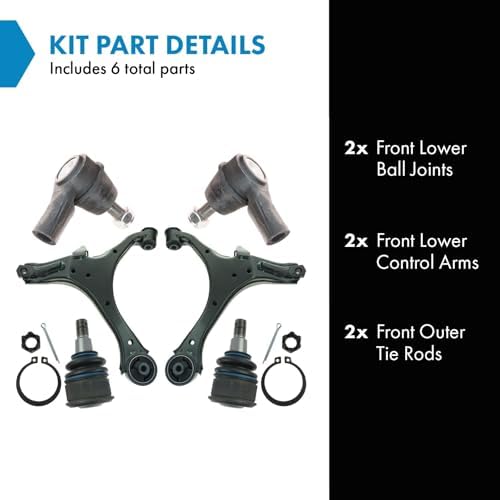 TRQ Front Steering and Suspension Kit Ball Joint Control Arm Tie Rod