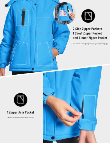 MAGCOMSEN Womens Winter Coats Waterproof Ski Snow Warm Fleece Rain Jacket